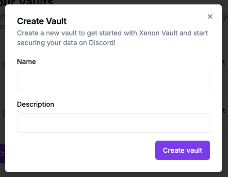 Create Vault Dialog